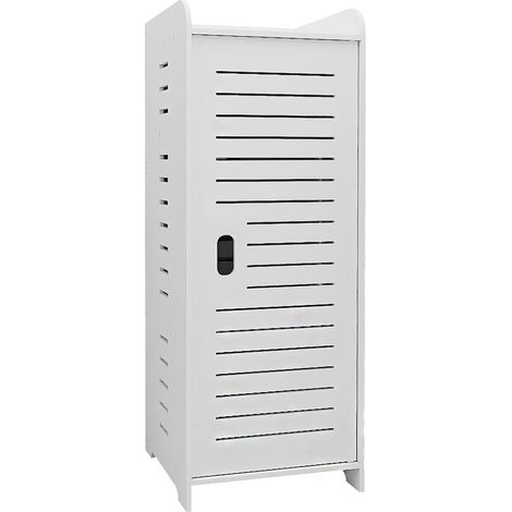 Sifree – Meuble pour WC en bois et plastique – Armoire de rangement imperméable 30x30x80cm – Gain de place pour papier toilette et cosmétiques (1/5)