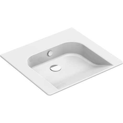 Lavabo COMMUNITY en céramique 60x55cm, sans trou pour robinetterie, blanc ExtraGlaze (1/2)