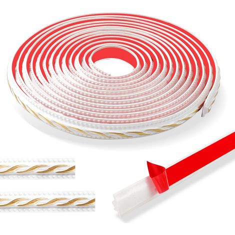 Moulure adhésive vintage 3D flexible Blanc avec or pour mur, miroir, porte, armoire (1/5)