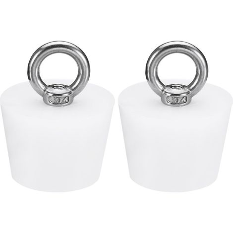 Caoutchouc Conique Bouchon 32 à 41mm Solide Baignoire Bungs Bouchon avec Anneau pour Test Tubes, Eau Tuyau, Drainage Trou, Blanc 2 Pièces (1/5)