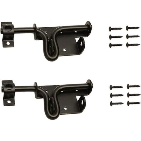 2 verrous coulissants Divers accessoire de portail, métal épaissi, orifice pour cadenas, 16,1 cm, noir (1/5)