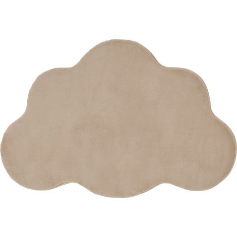 Area Rug Beige Faux Fur 80 x 120 cm High Pile Irregular Shape Living Room Polyester Backing Modern PARSON (1/5)