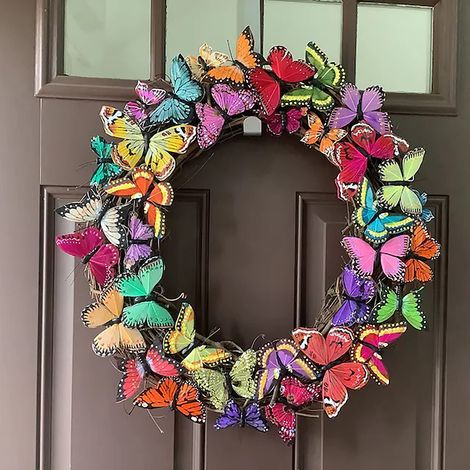 Guirlande de papillons artificiels jolie décoration florale pour porte de printemps et jardin - 30cm (couleur aléatoire) (1/5)