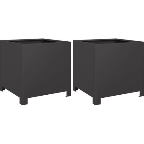 Vaso rialzato per fioriere piante fiori giardino terrazze set da 2 40 x 40 x 40 cm acciaio nero 020038953