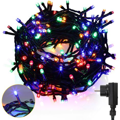 SWANEW 10M 100LED 8-mode IP44 festone luce di Natale all'aperto decorazione giardino interno per Natale compleanno matrimonio soggiorno bianco freddo (1/5)