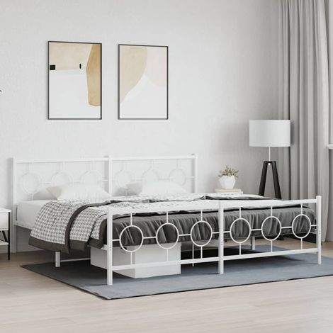 Estructura cama sin colchón con estribo metal blanco 193x203 cm vidaXL (1/5)