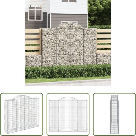 Schalldämmung - Gabione mit Hochbogen 200x50x160/180 cm Verzinktes Eisen (1/5)