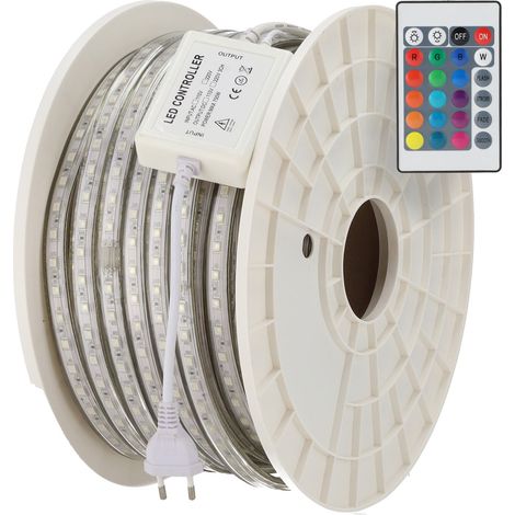 Tira Flexible LED 14,4W/M 220VAC 60LEDs/M SMD5050 IP65 RGB 50 Metros