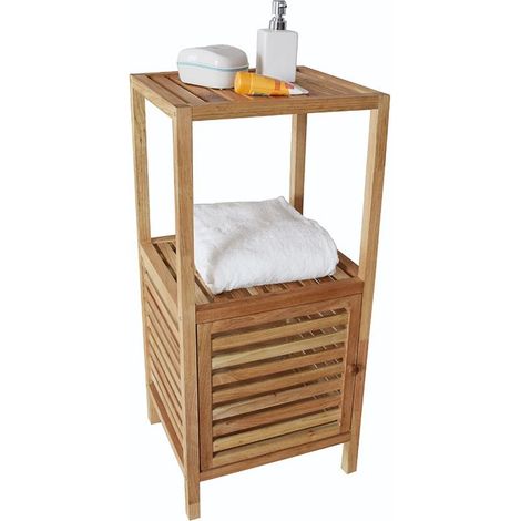 Badregal mit 3 Ablagen aus Walnussholz Badzimmerregal Handtuchregal Holzregal (1/2)