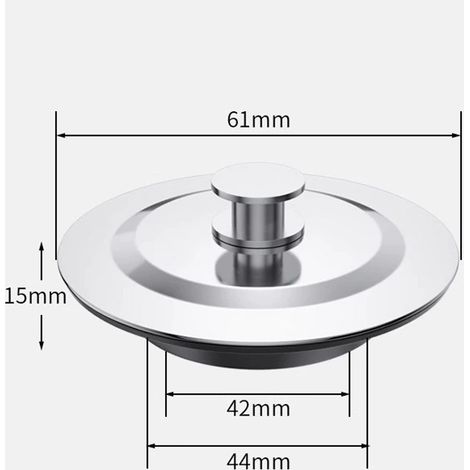 Bouchon Baignoire Universel, Bouchon Evier Cuisine, Acier Inoxydable Bonde Baignoire, 42-44mm Bouchon de Baignoire, Bouchon Lavabo Salle de Bain