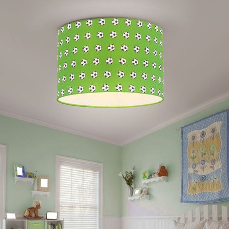 Deckenleuchte Kinderleuchte Kinderzimmerlampe Deckenlampe Schirmleuchte Spielzimmer, Metall weiß grünfarbig, 1x E27 Fassung, DxH 30x25,5 cm