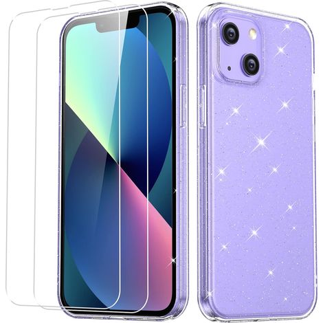 SET CUSTODIA IN SILICONE GLITTER PER APPLE IPHONE 13 MINI 2X VETRO TEMPERATO (1/5)