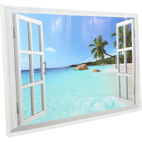 Papier Peint 3D Autocollant Décoratif Amovible pour Mur Effet Fenêtre PVC pour Salon et Chambre 1 Pièce (1/5)