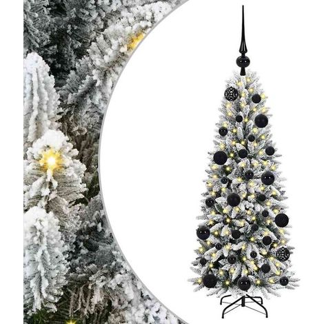 Sapin de Noël artificiel, avec 150 lumières LED et support, blanc, 120 cm (1/5)