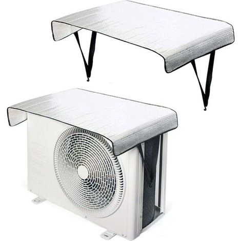 Copertura per condizionatore d'aria esterno, 2 pezzi, impermeabile, in pellicola di alluminio universale, protezione UV e neve per unità da 95x47 cm -Crezuo