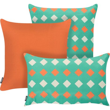 Gartenkissen 3er Set CANNA Geometrisches Muster 30 x 50 cm 45 x 45 cm Bunt (1/5)