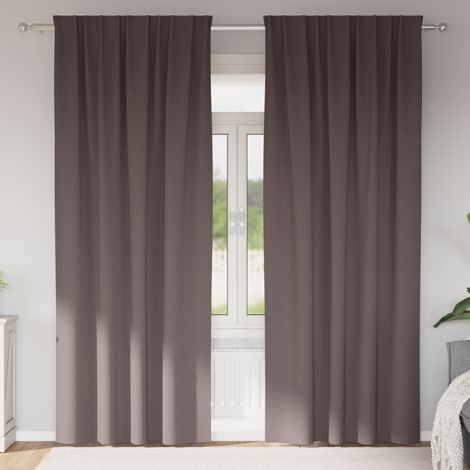 Cortinas Opacas con Anillas Marrón Oscuro Poliéster vidaXL