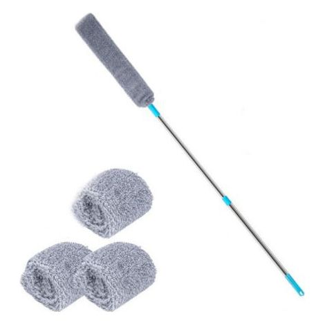 Sollbry Nettoyeur de poussière sous l'appareil, brosse à poussière en microfibre avec rallonge, plumeau de nettoyage pour lit, plafonds hauts, meubles, bas de ménage, gris (1/3)