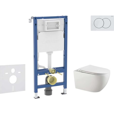 Bâti-support WC Geberit Duofix avec cuvette Gaia Rimless et abattant SoftClose – Plaque Delta01 blanc alpin – SANI11CA3124B