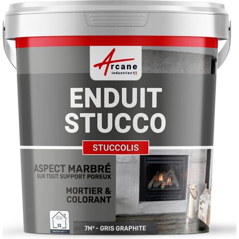 Arcane Industries – Mortier teinté Stuccolis 2.5 kg + colorant 250 ml – Kit jusqu'à 7 m² – Application facile sur béton, plâtre et ciment (1/2)