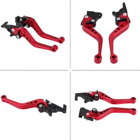 2pcs Leviers D'embrayage de Moto Levier Frein embrayage Poignée De Frein Moto Maître-Cylindre en Alliage d'Aluminium(Rouge) (1/4)