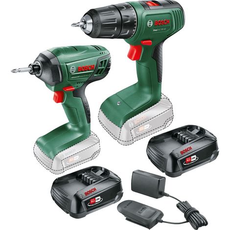Bosch 18v Cordless Twin Pack - Drill + Impact Driver Power4ALL - 2 x Batteries (1/5)