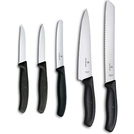 Set di 5 coltelli da cucina Victorinox Swiss Classic in acciaio inossidabile nero. (1/5)