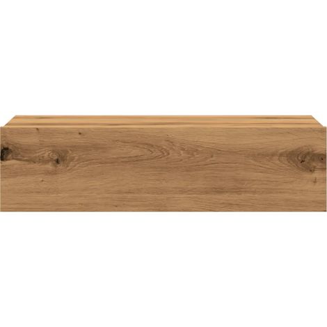 Lot de 2 meubles TV muraux avec éclairage LED 60 x 35 x 15,5 cm gain de place moderne en bois d'ingénierie chêne artisanal