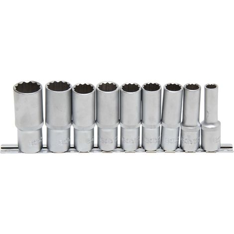 Bgs Technic – Jeu de 9 douilles longues 12 pans 1/2 – Acier chrome vanadium – Douilles de 10 à 24 mm – Confort de travail optimal