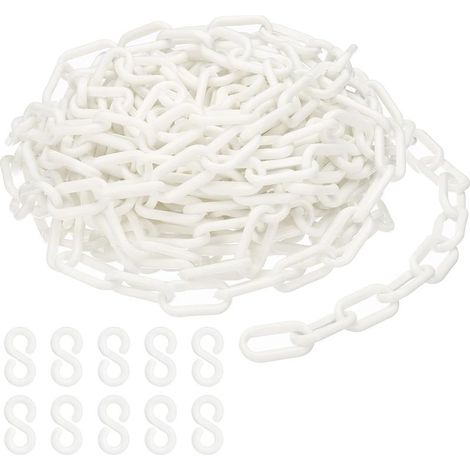 Maillons de chaîne en plastique blanc, 10M,6 mm, pour barrières, parkings, clôtures, portails et décoration (1/5)