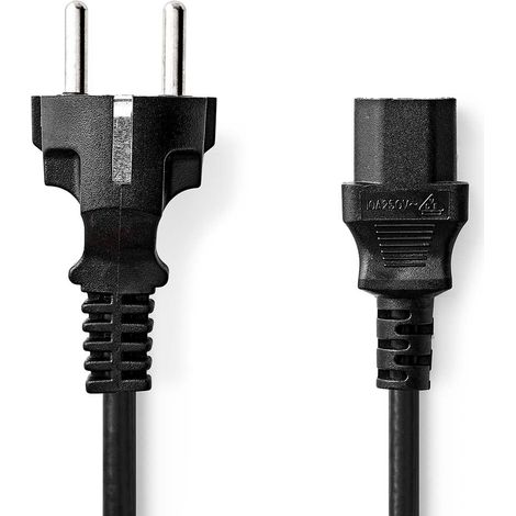 Cable de alimentacion conector de alimentacion macho iec 320 c13 recto recto niquelado 300 metros redondo pvc negro etiqueta (1/3)