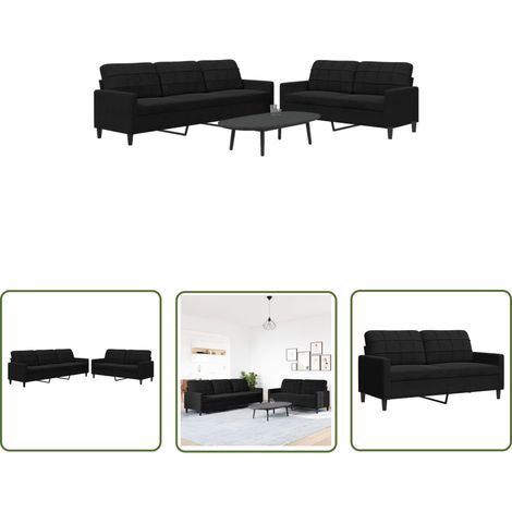 Ensemble de canapés 2 pcs avec coussins Noir Velours vidaXL (1/5)