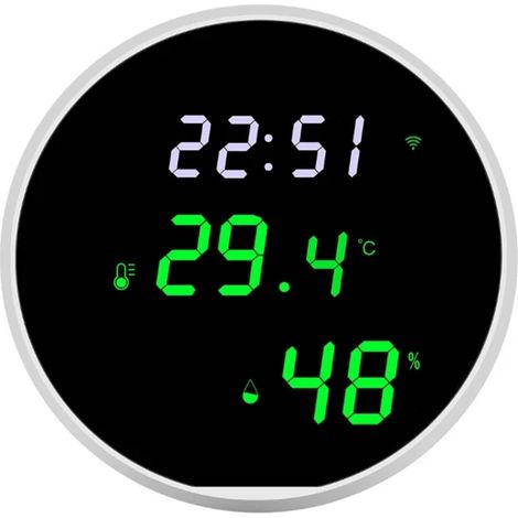 Capteur de température et d'humidité Tuya WiFi Thermomètre Hygromètre Écran miroir LED Application Minuterie, surveillance et enregistrement en temps réel (1/4)