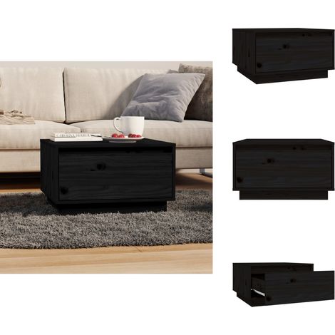 Table basse Noir 55x56x32 cm Bois massif de pin - Table Basse - Meuble TV - Table D'appoint - Table Design - Table En Bois (1/5)