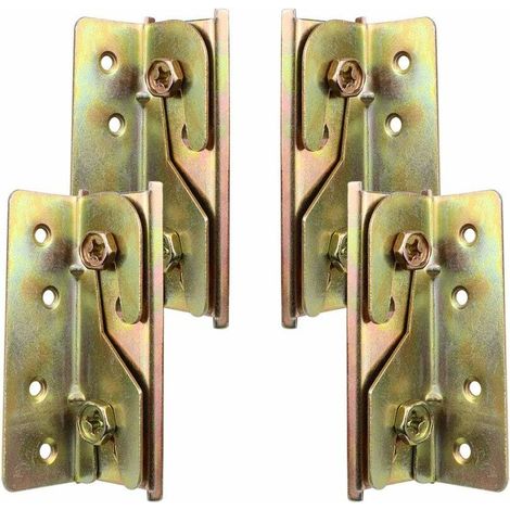 Ensemble de 4 supports de fixation robustes et résistants à la rouille pour rail de lit sans mortaise avec vis (1/5)
