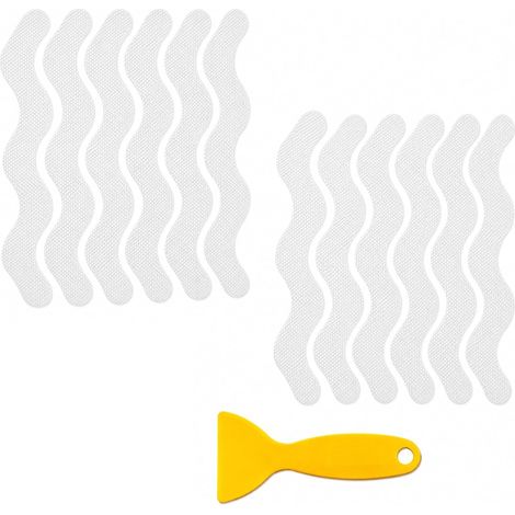 24 Tapis de bain, Forme S, PEVA transparent, Adhésif sans résidu, Pour baignoire et douche (1/5)