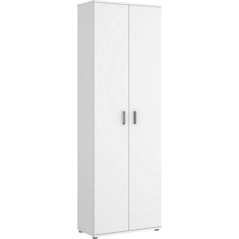 Dmora - Armadio multiuso Serro, Mobile multifunzione portascarpe, Guardaroba a 2 ante, 61x35h190 cm, Bianco, con imballo rinforzato