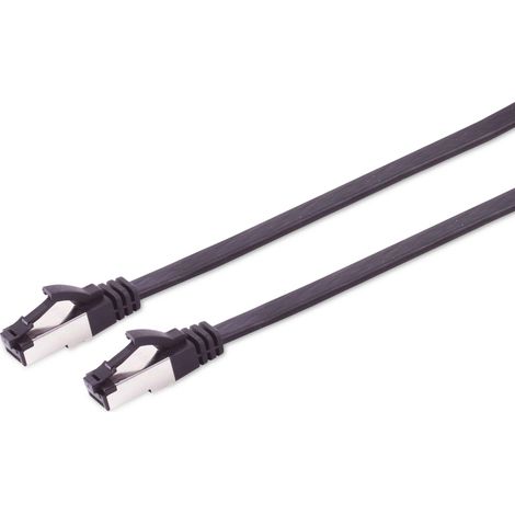 Câble réseau S-IMPULS CAT.8.1, plat, TPE, noir, 0,5 m