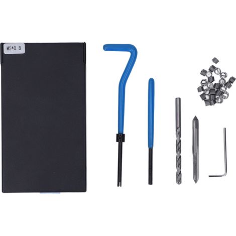 Kit de réparation de filetage M5x0.8 - 30 pièces, outil d'installation métallique pour perceuse, bleu (1/5)