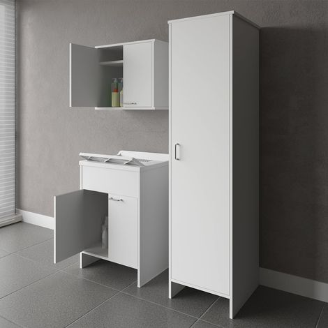Ensemble buanderie mobile avec lavabo suspendu et colonne Negrari COMP 6 (1/5)