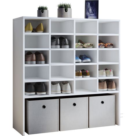 Hinsol XL Schuhschrank 20 Fächer und 1 breites Fach weiß.