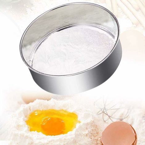Tamis à Farine Inox Tamis de Pâtisserie Maille Fine Tamis Fins en Acier Inoxydable Tamis Patisserie Farine 15 15 4.5cm Tamiseur de Farine Professionne pour Farine Gâteaux Légumes-Fei Yu (1/4)