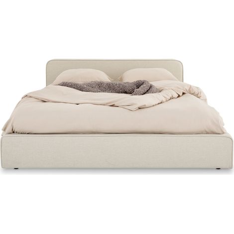 Idimex – Lit double blanc 140x190 cm – Cadre en bois et métal – Sommier à lattes inclus – Style moderne pour chambre adulte (1/4)