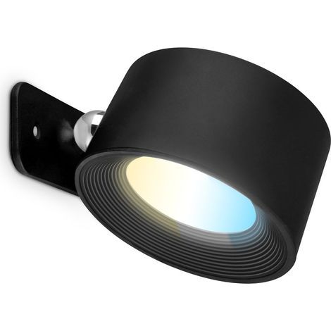 Private Label-B.K.Licht Applique murale sans alimentation électrique, à intensité variable, tactile, orientable, magnétique amovible, noir, 9,5 x 8 x 4,5 cm
