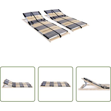 vidaXL Sommier réglable - Sommiers à lattes sans matelas 2 pcs avec 42 lattes 80x200 cm (1/5)