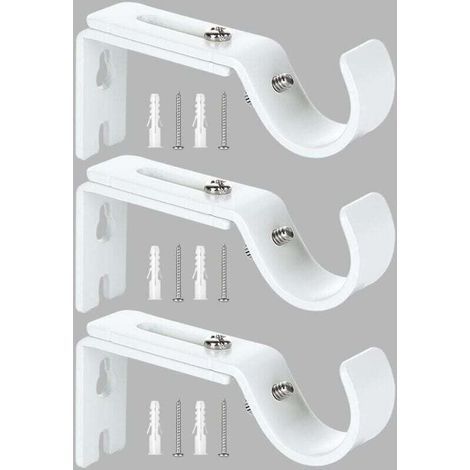Support de Tringle à Rideau Réglable,3 Pcs Supports Murale Réglables,Support pour Tringle à Rideau,Compatible avec les tringles à rideau d'un diamètre maximal de 20mm-25mm(Blanc) (1/4)