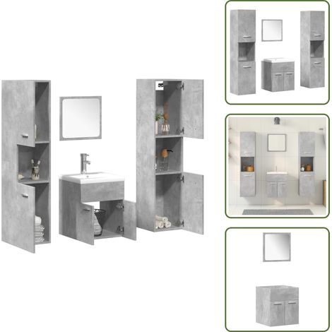 Ensemble de meubles de salle de bain 5 pcs gris béton - Ensemble De Meubles De Salle De Bain - Ensembles De Meubles De Salle De Bain - Armoire De Salle De Bain - Armoire De Rangement De Salle De Bain (1/5)