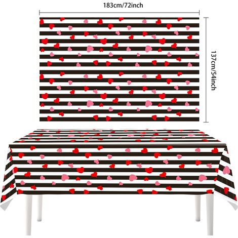Nappe De Table Jetable - Papier - 72 x 54 Pouces - Motif Cœur - Pour Fête Thématique Mariage Anniversaire Pique-Nique - 1 Pièce (1/5)