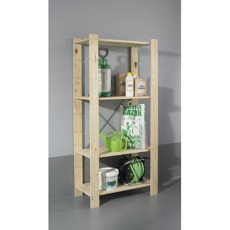 CENTRALE BRICO Etagère Pin, 4 tablettes , l.82 x P.40 x H.170 cm (1/5)