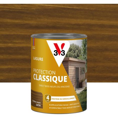 Lasure Bois extérieur Chêne moyen - Protection Classique 4 ans - Protège du grisaillement - bois neufs ou anciens - Texture anti-goutte - 0,75L (1/5)